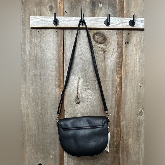 Pink Haley Faux Leather Crossbody Purse with Double Tassel in Black Gold - Picture 9 of 16